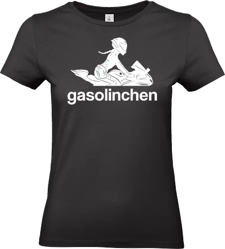 Gasolinchen print weiß - logo, motorrad, bikergirl, creator - Standard T-Shirt (Women)