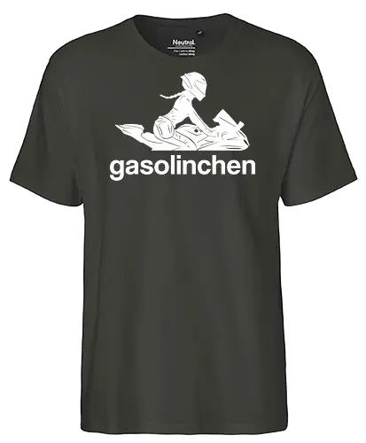 Gasolinchen print weiß - logo, motorrad, bikergirl, creator - Fairtrade T-Shirt