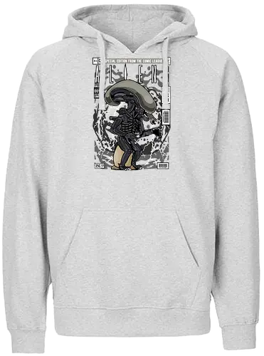 Alien – Xenomorph Terror - alien movie, xenomorph, sci fi horror, space creature, horror film, extraterrestrial, funko style, chibi alien, pop figure style, stylized monster, collectible design, sci fi aesthetic, dark creature, space horror, creepy cute - Fairtrade Hoodie