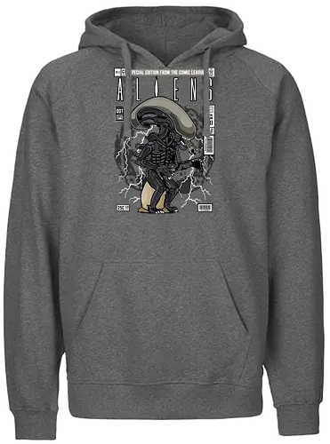 Alien – Xenomorph Terror - alien movie, xenomorph, sci fi horror, space creature, horror film, extraterrestrial, funko style, chibi alien, pop figure style, stylized monster, collectible design, sci fi aesthetic, dark creature, space horror, creepy cute - Fairtrade Hoodie