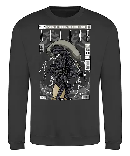 Alien – Xenomorph Terror - alien movie, xenomorph, sci fi horror, space creature, horror film, extraterrestrial, funko style, chibi alien, pop figure style, stylized monster, collectible design, sci fi aesthetic, dark creature, space horror, creepy cute - Sweatshirt