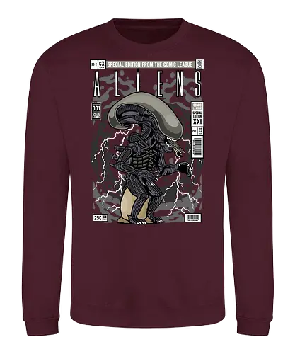 Alien – Xenomorph Terror - alien movie, xenomorph, sci fi horror, space creature, horror film, extraterrestrial, funko style, chibi alien, pop figure style, stylized monster, collectible design, sci fi aesthetic, dark creature, space horror, creepy cute - Sweatshirt