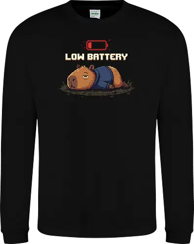 Sleepy Pixel Capybara - "Low Battery" Relatable Aesthetic Tee