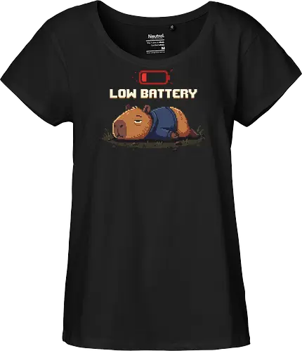 Sleepy Pixel Capybara - "Low Battery" Relatable Aesthetic Tee