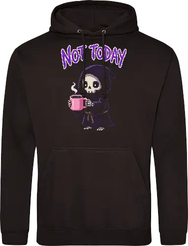 "Not Today" Pixel Art Grim Reaper - Cute Coffee Skeleton Tee