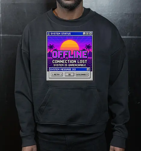 Retro Vaporwave Offline Connection Lost System Error Tee