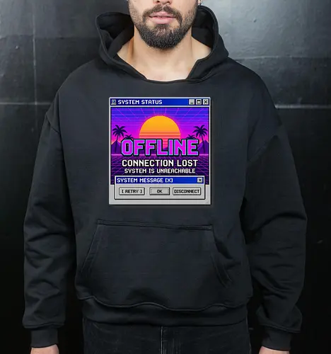 Retro Vaporwave Offline Connection Lost System Error Tee