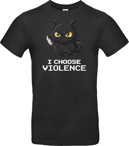 Mad Black Cat with Knife - Retro Pixel Art Horror Kitty