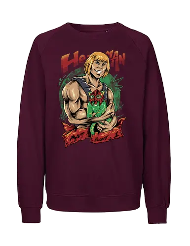 men love cat  - master, heman, skeleton, skull, vintage, classic, cat, kitty, cat lover, pet, animal, movie, cartoon, 80s, 90s, popart - Fairtrade Sweatshirt