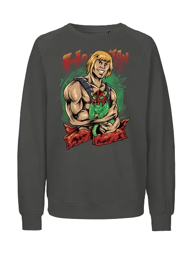 men love cat  - master, heman, skeleton, skull, vintage, classic, cat, kitty, cat lover, pet, animal, movie, cartoon, 80s, 90s, popart - Fairtrade Sweatshirt