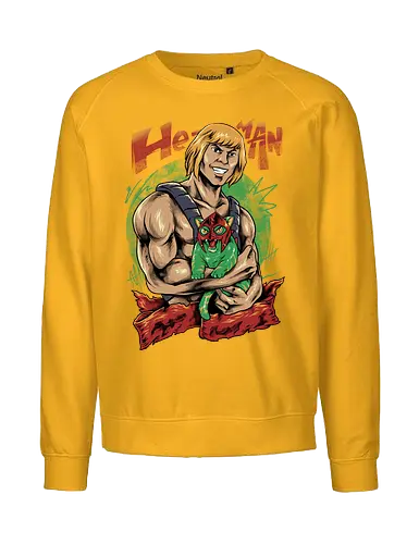 men love cat  - master, heman, skeleton, skull, vintage, classic, cat, kitty, cat lover, pet, animal, movie, cartoon, 80s, 90s, popart - Fairtrade Sweatshirt