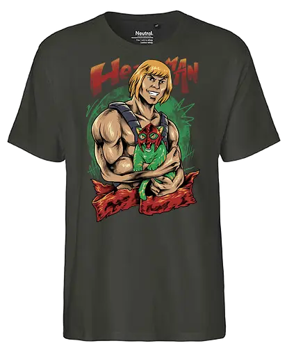 men love cat  - master, heman, skeleton, skull, vintage, classic, cat, kitty, cat lover, pet, animal, movie, cartoon, 80s, 90s, popart - Fairtrade T-Shirt