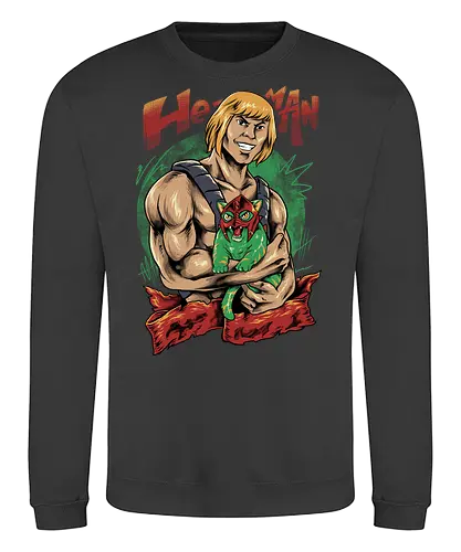 men love cat  - master, heman, skeleton, skull, vintage, classic, cat, kitty, cat lover, pet, animal, movie, cartoon, 80s, 90s, popart - Sweatshirt