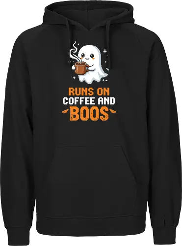 Runs On Boos - Cute Pixel Art Ghost Coffee Pun