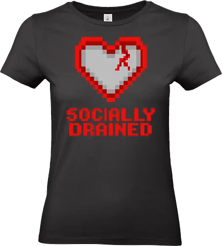 Socially Drained Broken Pixel Heart - Retro Introvert Aesthetic - socially drained, introvert, social battery, pixel art, 8-bit, retro gaming, broken heart, burnout, mental health, social anxiety, gamer aesthetic, alone time, introvert humor, relatable, minimalist, nostalgia, indie, streetwear, e-girl aesthetic, emo pixel art, tech humor, low energy, digital heart - Standard T-Shirt (Women)