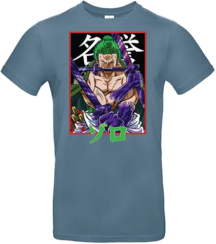 Drei-Klingen-Schwertkämpfer - Roronoa Zoro Shirt, pirate anime, drei Schwerter Santoryu, Geek Kleidung, Otaku Kultur, japanischer Streetwear, Samurai Ästhetik, Nerd Shirt, Geek Geschenk, Kanji Shirt, Zoro Schwertkämpfer, Anime Print - Standard T-Shirt