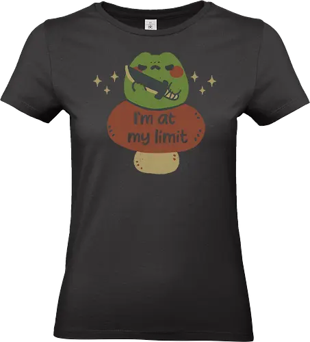 Funny Frog Im at my Limit - frog, im at my limit, knife, funny, introvert, angry, dangerous, cute frog, kawaii frog, meme, stressed, nervous breakdown, lunatic, animal, xmorfina - Standard T-Shirt (Women)