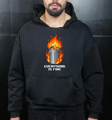 Retro Pixel Dumpster Fire - Chaotic Hot Mess Tee