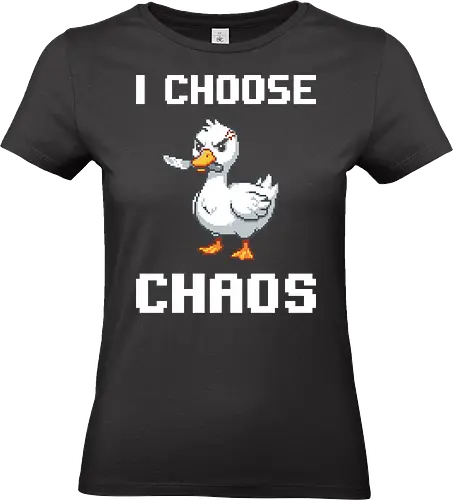 Angry Pixel Duck with Knife - Chaotic Retro Bird Tee - duck with knife, pixel art, 8-bit, angry duck, funny animal, chaotic energy, meme shirt, retro gaming, stabby duck, bird humor, white duck, retro aesthetic, gamer gift, animal meme, funny gift, dark humor, pixelated, spicy duck, mad bird, dagger, quirky art - Standard T-Shirt (Women)