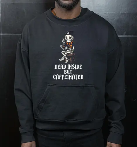 Cozy Coffee Skeleton - Retro Pixel Art Hipster Bones