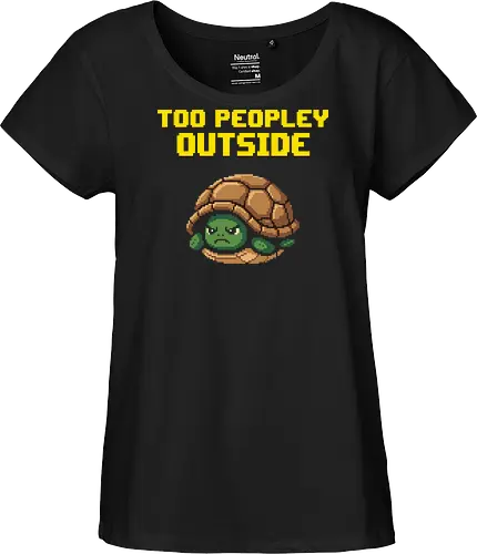 Too Peopley Outside Grumpy Turtle - Retro Pixel Art Introvert Tee