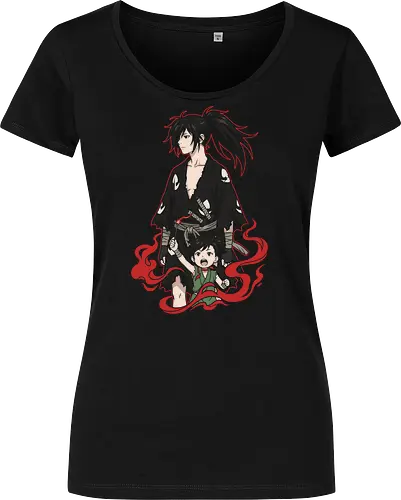 Momo Ayase, Ken (Okarun), & Mecha Blueprint Graphic