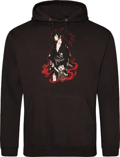 Momo Ayase, Ken (Okarun), & Mecha Blueprint Graphic