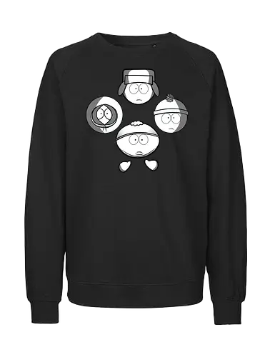 Animierte Jungs x Diamant-Formation Rock – Kult-Popkultur-Mashup - Popkultur-Mashup, Geek Kleidung, Rock Shirt, Diamant-Formation, klassischer Rock, alternativer Streetwear, Nerd Shirt, Geek Geschenk, Schwarz-Weiß T-Shirt, animierte Erwachsenenserie, minimalistischer Druck, Kult-Shirt, Queen Rhapsody - Fairtrade Sweatshirt