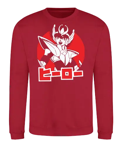 Ritter mit Geflügelter Rüstung - Seiya Pegasus Shirt, Saint Seiya Ritter des Zodiak, Anime Kleidung, Pegasus Rüstung, ヒーロー Hero, Otaku Kultur, japanischer Streetwear, 90er Anime, Nerd Shirt, Geek Geschenk, rotes japanisches Poster, Shonen Jump, Anime Nostalgie, japanischer Druck, Ritter der Athena Shirt - Sweatshirt