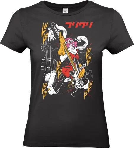 Haruko Haruhara - FLCL - Kawaii, Anime, Manga, Tokyo, Angry, Japanese Art, Aesthetic, Manga Style, Zylixzen, Aggressive, Gift, Cool, Gamer, Otaku - Standard T-Shirt (Women)