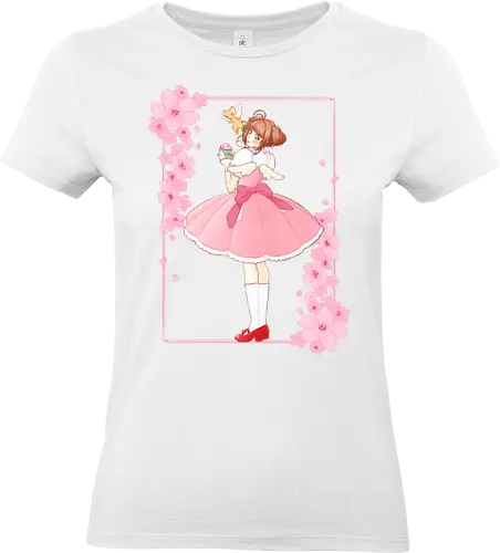 Sakura Cupcake - sakura, ccs, cardcaptor, cute, cherry blossom, cupcake, pink - Standard T-Shirt (Women)
