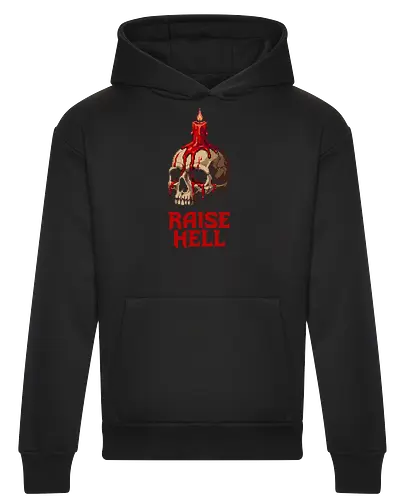Raise Hell Gothic Skull - Melting Red Candle Pixel Art