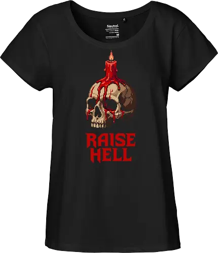 Raise Hell Gothic Skull - Melting Red Candle Pixel Art