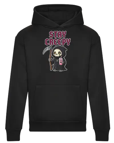 Stay Creepy - Kawaii Pixel Art Grim Reaper with Iced Coffee
