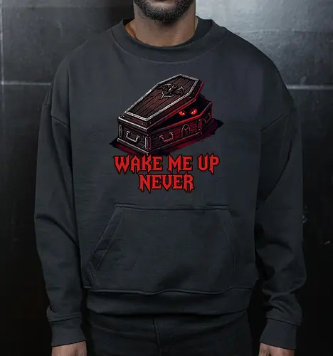 Wake Me Up Never - Gothic Coffin Pixel Art Vampire Tee