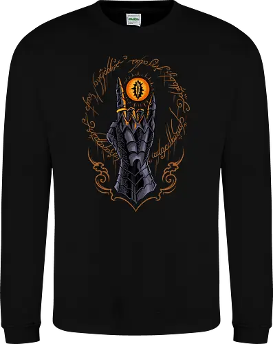 the cursed one - tlotr, hand, metalhead, metalhand, ring, evil, demon, knight, medieval, eyes, movie, legend - Sweatshirt