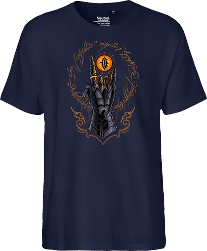 the cursed one - tlotr, hand, metalhead, metalhand, ring, evil, demon, knight, medieval, eyes, movie, legend - Fairtrade T-Shirt
