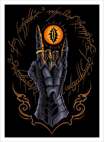 the cursed one - tlotr, hand, metalhead, metalhand, ring, evil, demon, knight, medieval, eyes, movie, legend - Artprint