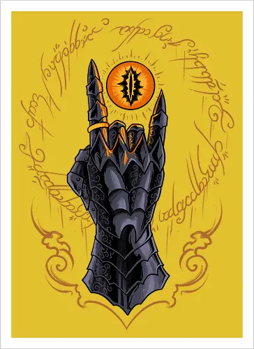 the cursed one - tlotr, hand, metalhead, metalhand, ring, evil, demon, knight, medieval, eyes, movie, legend - Artprint
