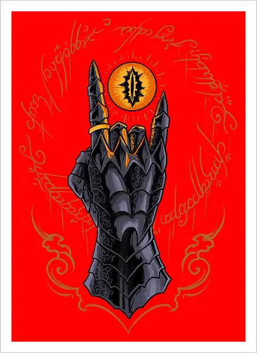 the cursed one - tlotr, hand, metalhead, metalhand, ring, evil, demon, knight, medieval, eyes, movie, legend - Artprint