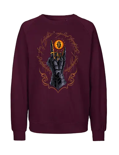 the cursed one - tlotr, hand, metalhead, metalhand, ring, evil, demon, knight, medieval, eyes, movie, legend - Fairtrade Sweatshirt