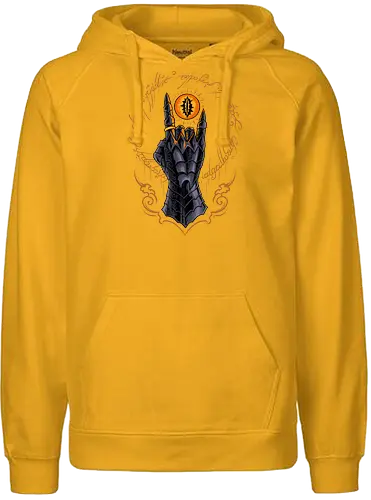 the cursed one - tlotr, hand, metalhead, metalhand, ring, evil, demon, knight, medieval, eyes, movie, legend - Fairtrade Hoodie