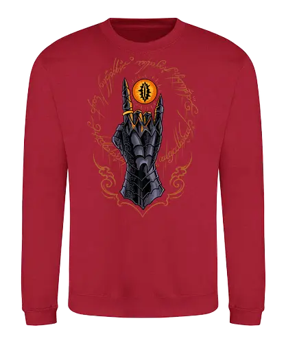 the cursed one - tlotr, hand, metalhead, metalhand, ring, evil, demon, knight, medieval, eyes, movie, legend - Sweatshirt