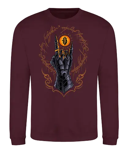 the cursed one - tlotr, hand, metalhead, metalhand, ring, evil, demon, knight, medieval, eyes, movie, legend - Sweatshirt