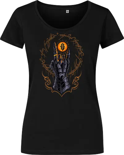 the cursed one - tlotr, hand, metalhead, metalhand, ring, evil, demon, knight, medieval, eyes, movie, legend - Women T-Shirt
