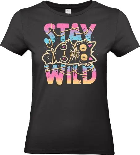 Wrapped in Chaos – Stay Wild - funny cat, cute cat, kitten, yarn, tangled, playful, chaos, silly, troublemaker, bad cat, pastel colors, mischievous, adorable animal, funny - Standard T-Shirt (Women)