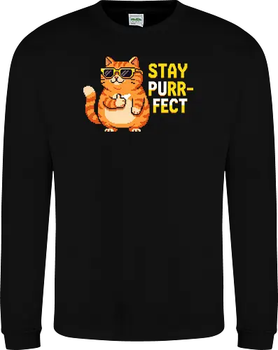 Stay Purr-fect - Retro Pixel Art Cool Orange Cat Tee