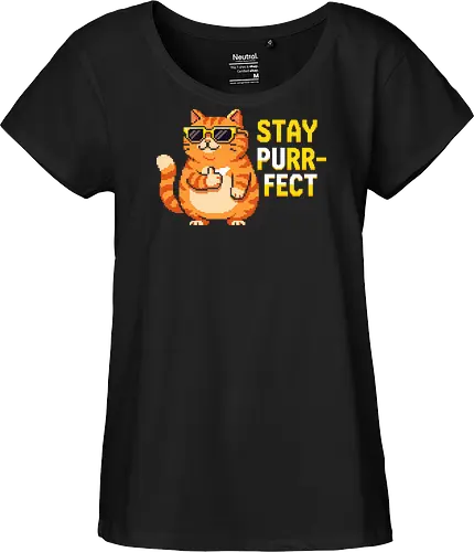 Stay Purr-fect - Retro Pixel Art Cool Orange Cat Tee