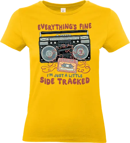 Just A Little Side Tracked - Classic, retro, vintage, cassette tape, radio, funny, humor - Standard T-Shirt (Women)