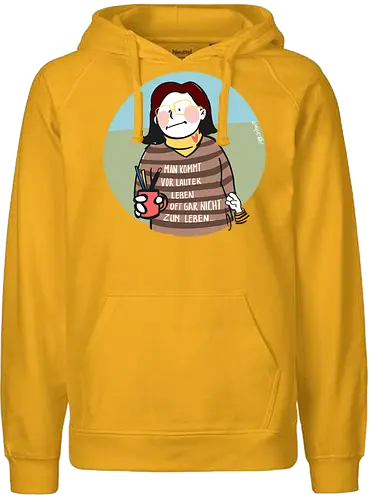 Man kommt vor lauter Leben... - Weisheit, Spruch, Oma, Mama, busy, Leben, Ringelpulli - Fairtrade Hoodie